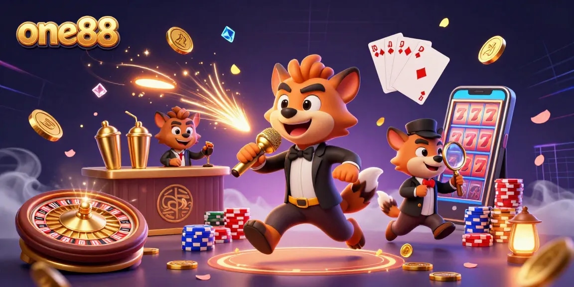 one88 presents a vibrant 3D scene with hyenas in a comedy casino club mixing drinks and checking IDs.