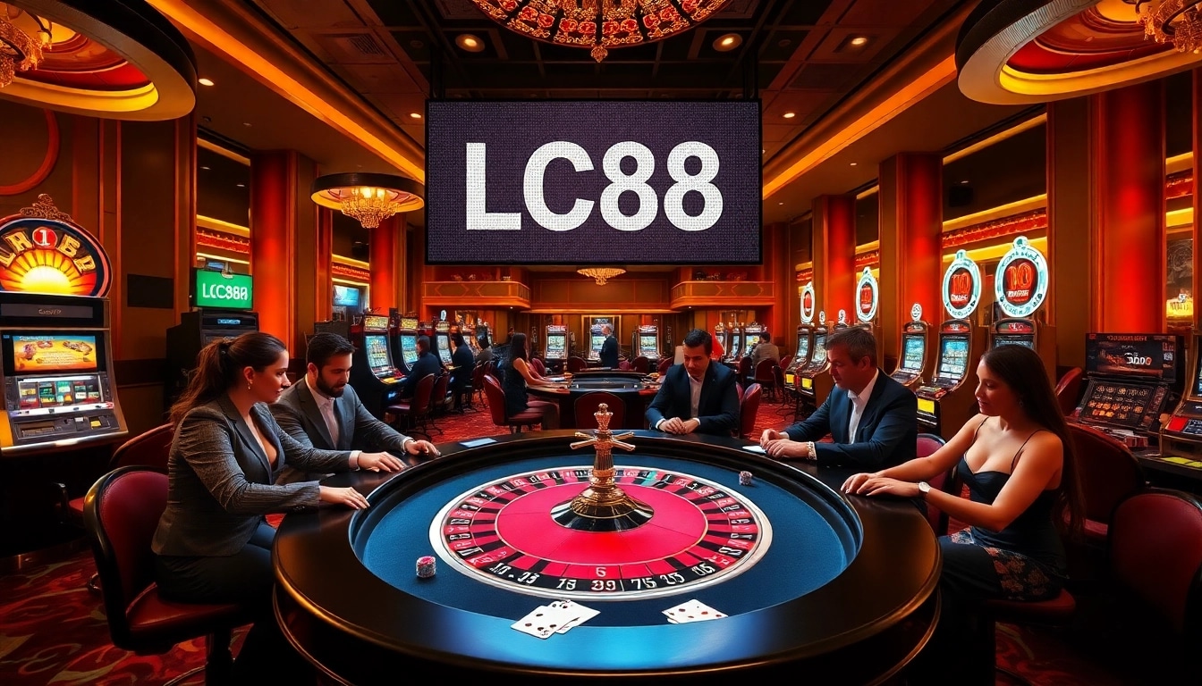 Experience the excitement of LC88 with engaging casino games at a vibrant gaming table.