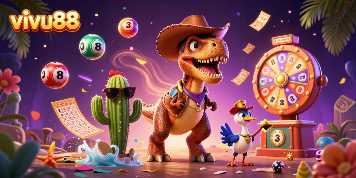 Experience the excitement of vivu88 with colorful lottery games and engaging characters in a dynamic setting.