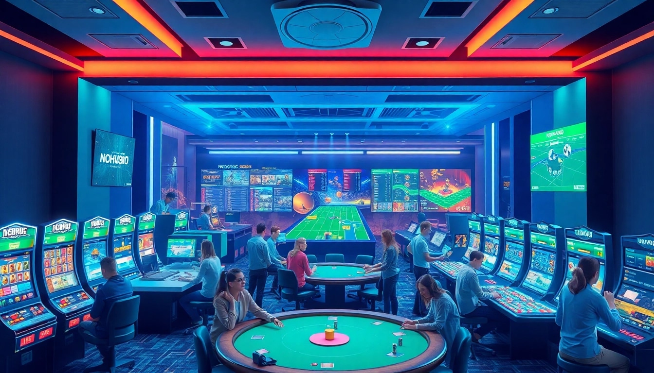 NOHU90 online gaming platform featuring diverse players, modern interface, and vibrant games.