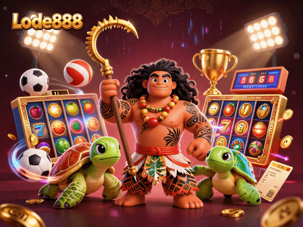 Lode888 showcases an engaging scene with characters and vibrant elements of slot gaming action.