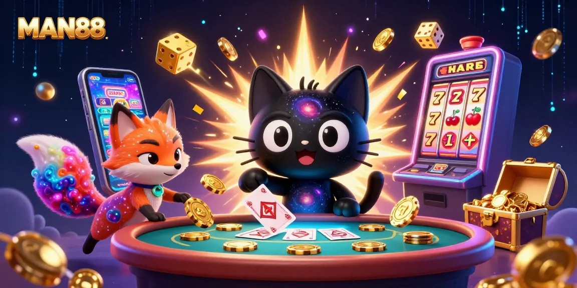 Experience thrilling games at MAN88's vibrant cosmic casino featuring captivating characters and engaging visuals.