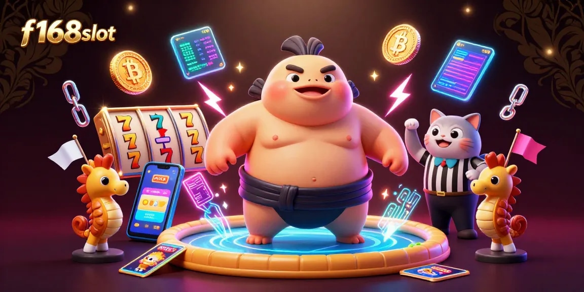 Experience f168slot with vibrant underwater casino action featuring animated characters and crypto elements.