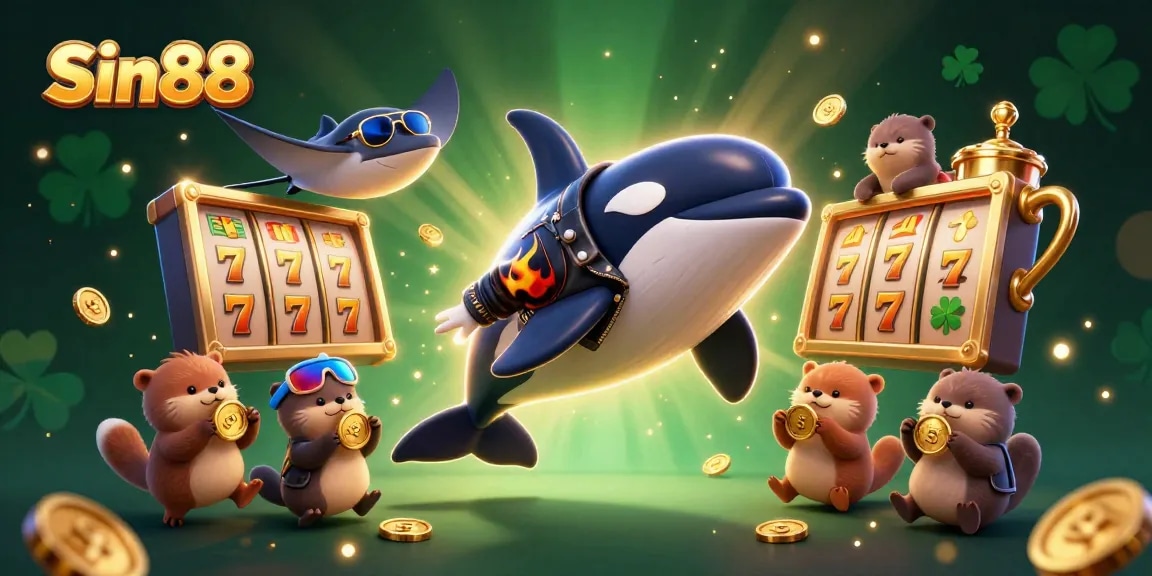 Sin88 features vibrant 3D characters celebrating big wins in a dynamic casino atmosphere.