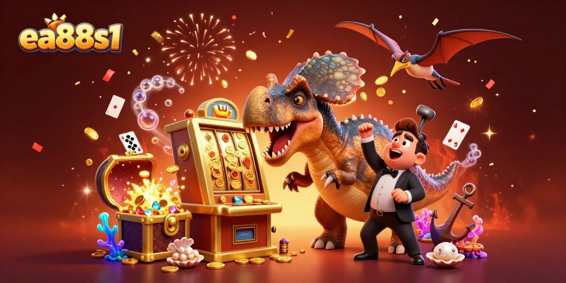 Join the excitement at ea88s1 with a pachycephalosaurus winning jackpots and a pteranodon catching coins!