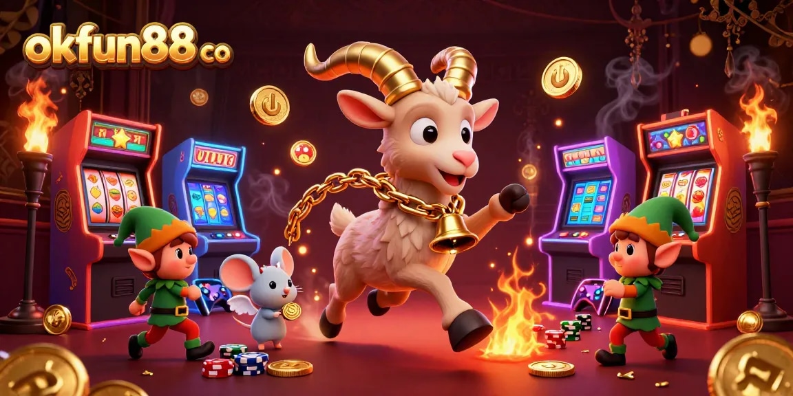 Engage with okfun88 co in a vibrant casino scene featuring characters and game elements.