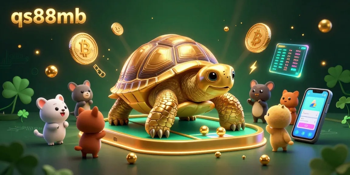 Experience thrilling gameplay with qs88mb, featuring golden tortoise pinball and cryptocurrency elements in a vibrant casino scene.