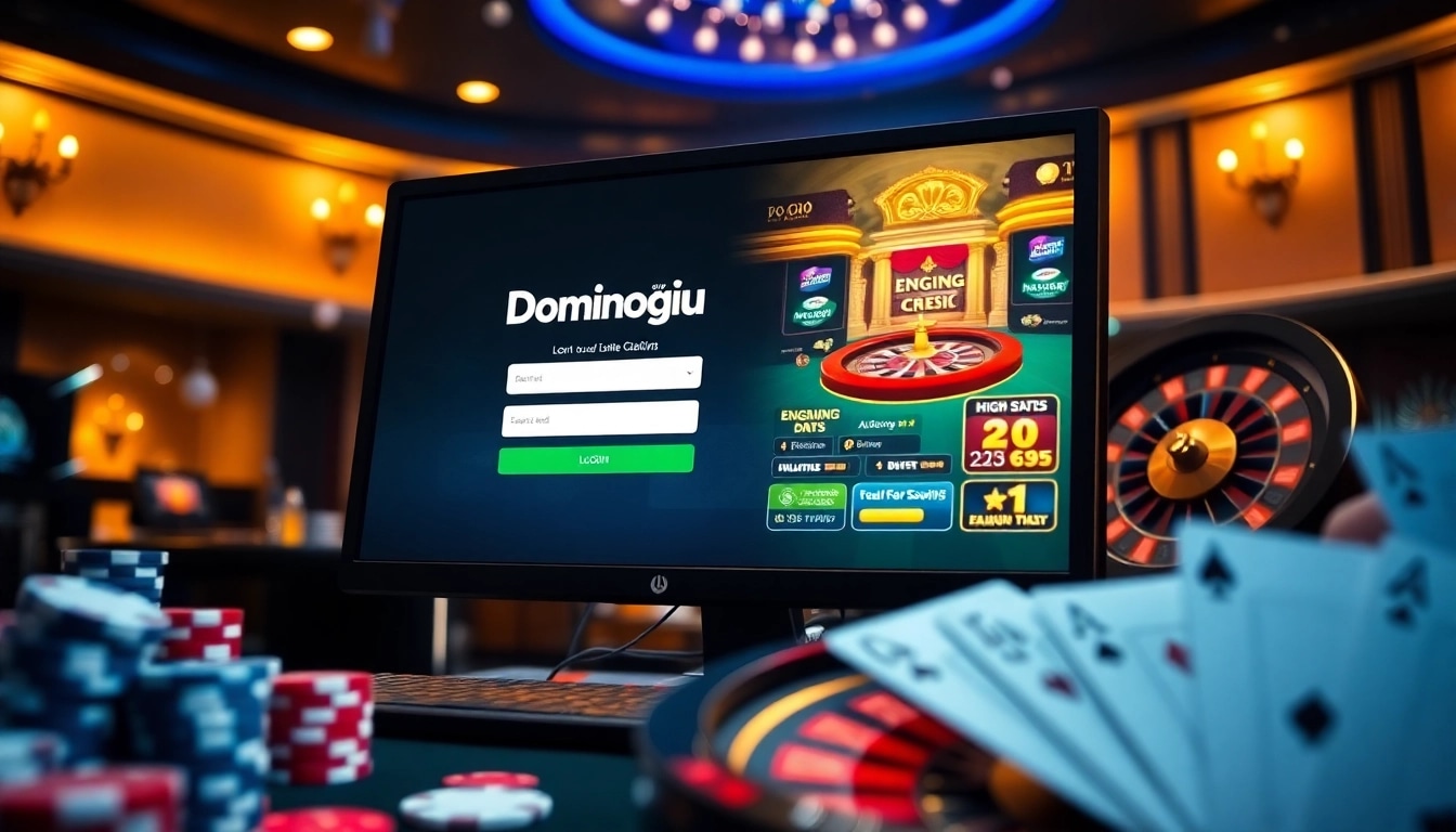 Engaging players at Dominoqiu with an exciting online gambling interface and casino elements.