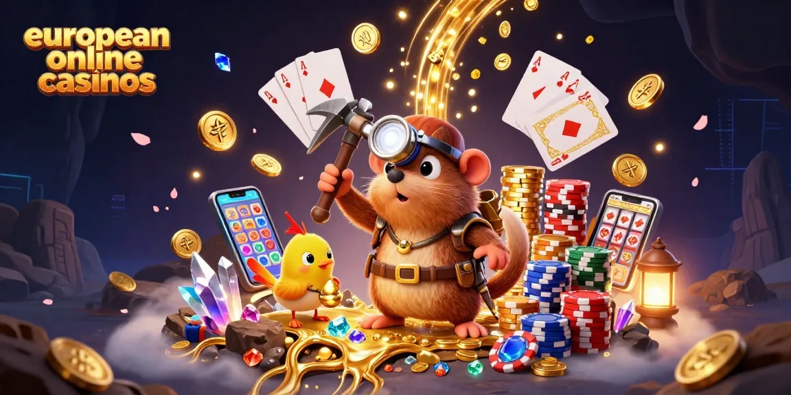 Unveil the excitement of european online casinos with a vibrant 3D illustration showcasing thrilling casino elements and engaging characters