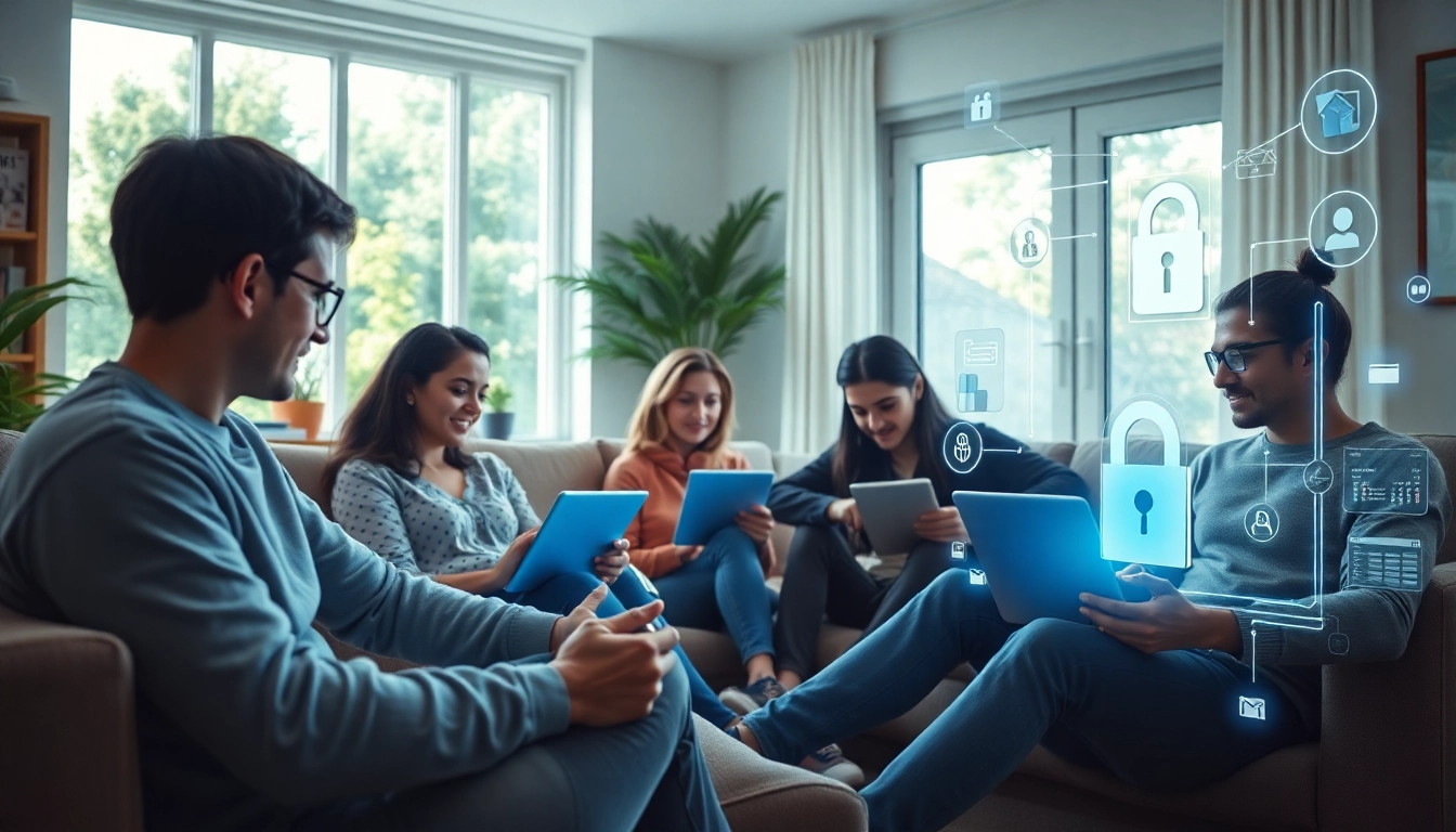 快连官网 providing a secure and efficient digital connection experience, showcasing diverse users engaging with their devices.