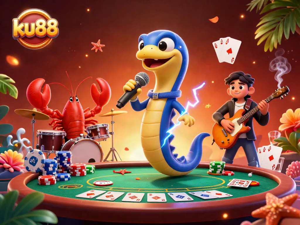 ku88 showcases an underwater casino scene with dynamic 3D characters and thrilling gaming elements.