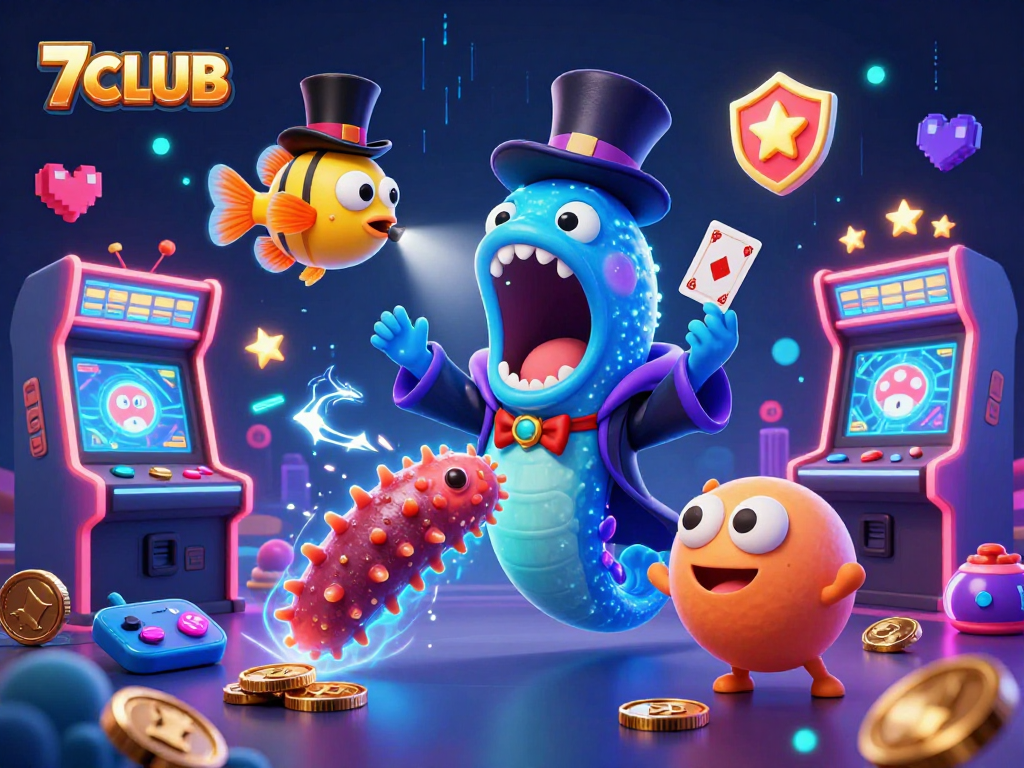Experience exciting wagers at 7CLUB with a vibrant 3D casino illustration featuring magical sea creatures.