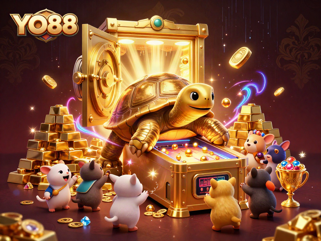 Experience exhilarating gaming with YO88, featuring a vibrant casino scene packed with golden treasures.