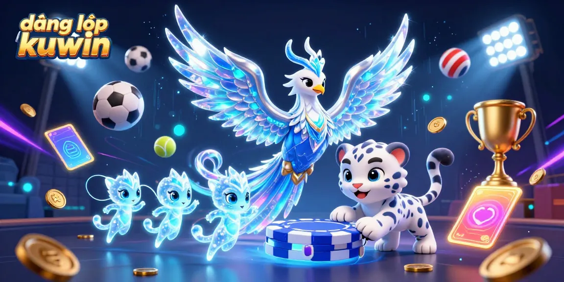 Engage in thrilling gameplay with đăng nhập kuwin, showcasing a vibrant casino scene featuring an ice phoenix and sports elements.