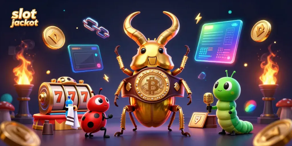 Experience thrilling slot jackpot action in an energetic casino scene filled with vibrant colors.