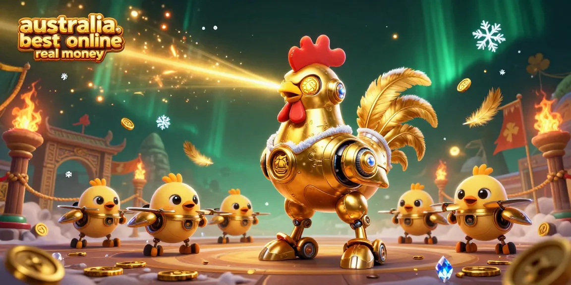 Experience the thrill at australia best online casino real money with golden rooster robot and baby chick drones