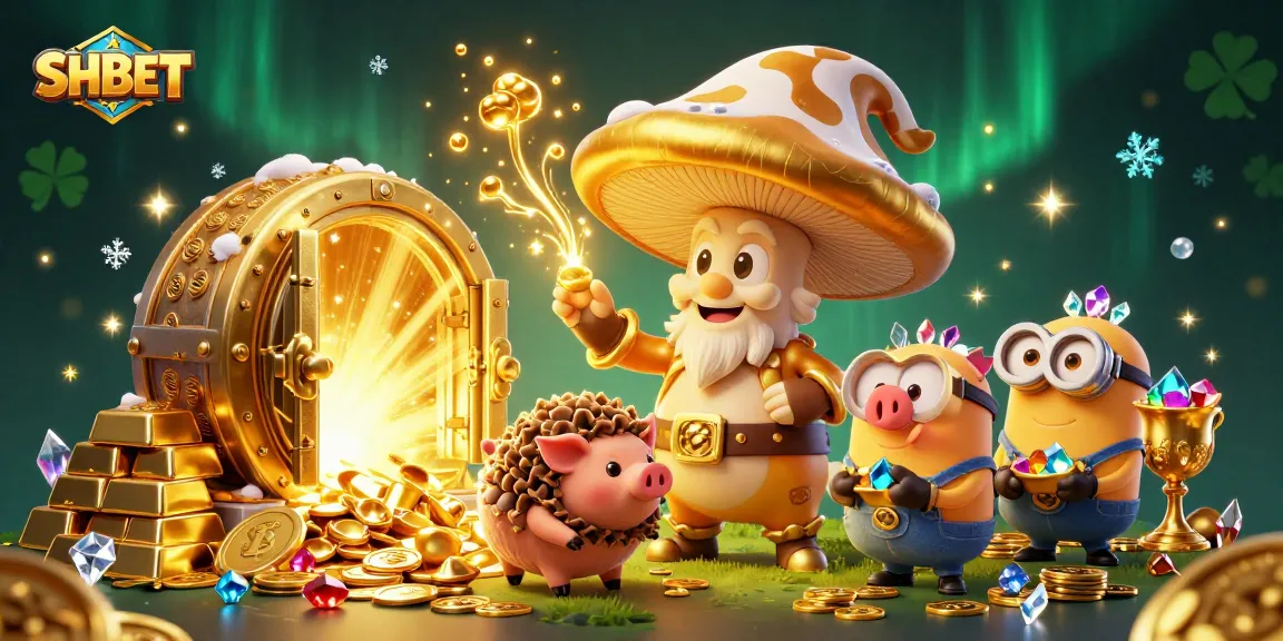 Experience the thrill of winning with SHBET's magical 3D treasures in this vibrant casino illustration!