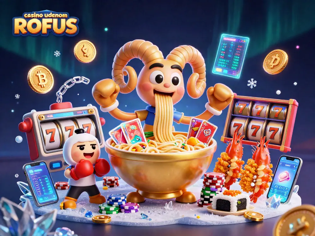 Experience the thrill of casino uden om ROFUS with a vibrant, animated scene featuring unique characters and casino elements.