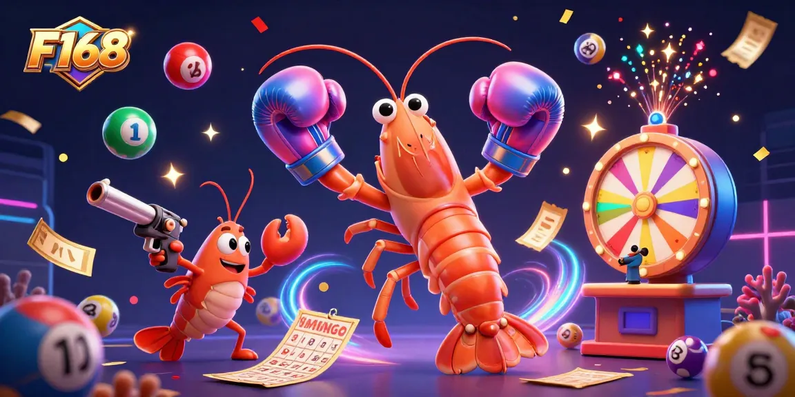 Engage in thrilling lottery action with F168's vibrant 3D scene featuring exciting game elements.