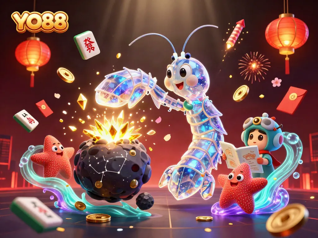 Unleash the excitement with YO88’s dynamic 3D animated casino scene bursting with gems and treasures.