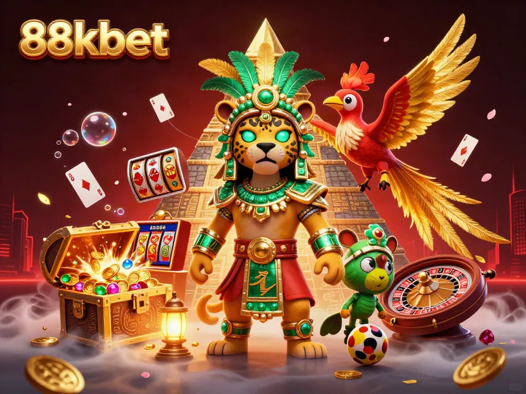 Experience 88kbet's vibrant casino scene with Mayan priest elements and exciting gaming action.