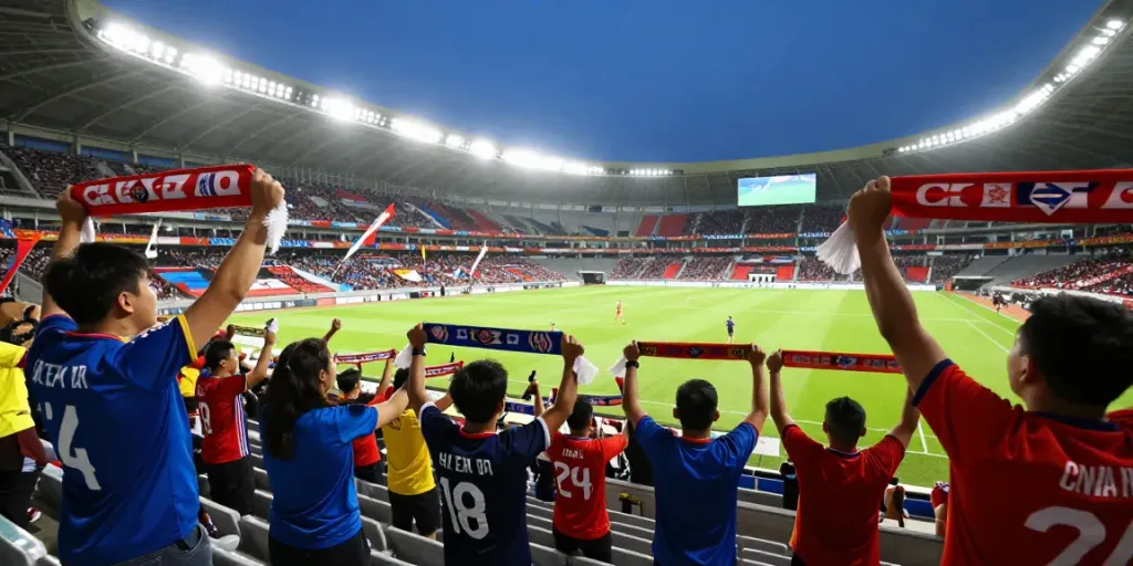 Excited soccer fans at Socolive, cheering during a live match.