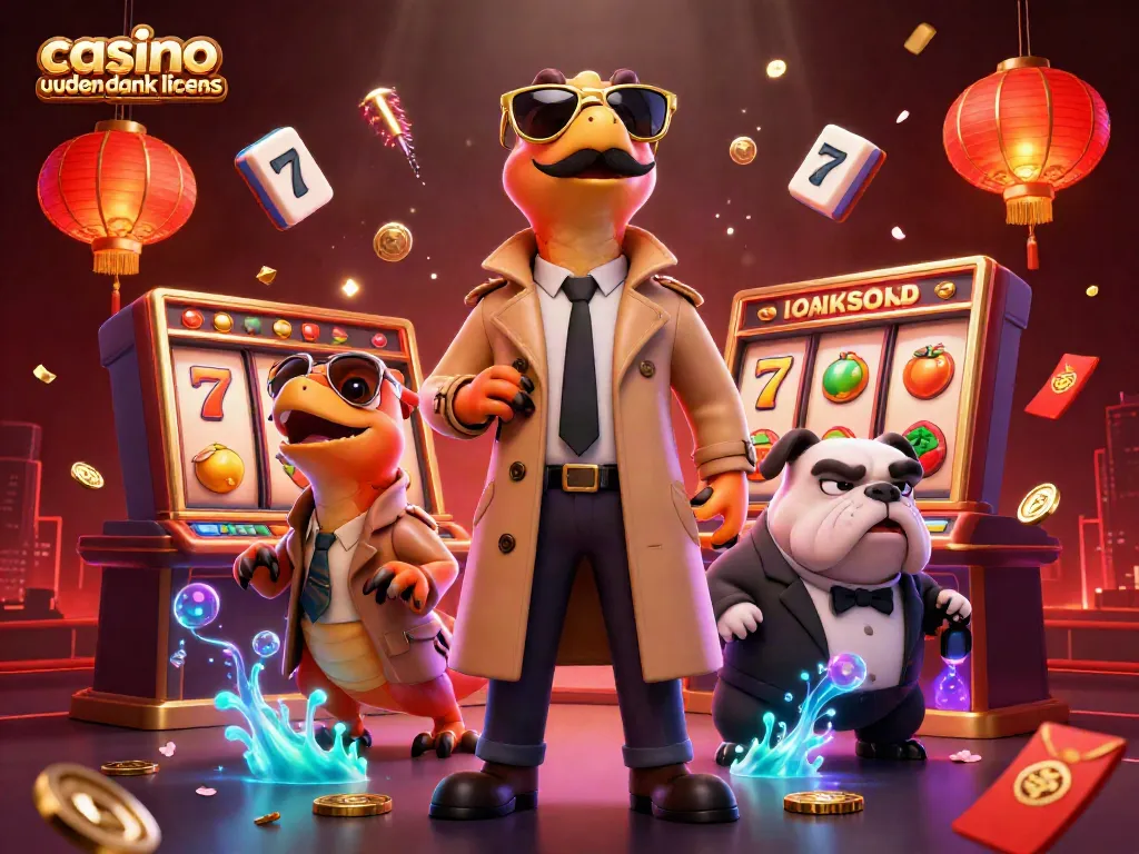 Engage with casino uden dansk licens as cartoon raptors cleverly disguise themselves to enter a VIP lounge.