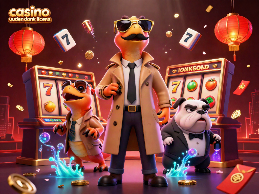 Engage with casino uden dansk licens as cartoon raptors cleverly disguise themselves to enter a VIP lounge.