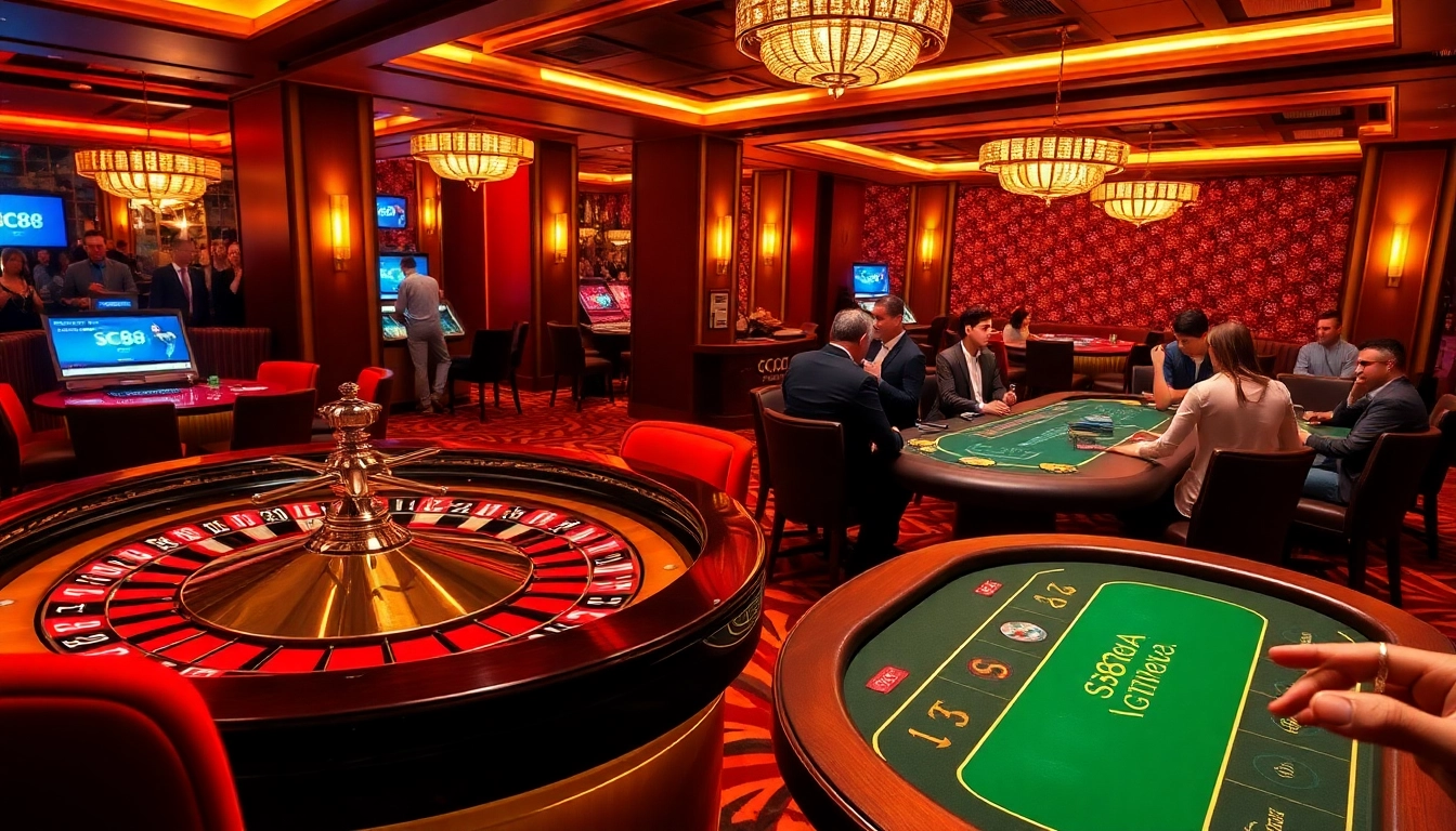 SC88 engages players at a high-stakes poker table in a luxurious casino environment.