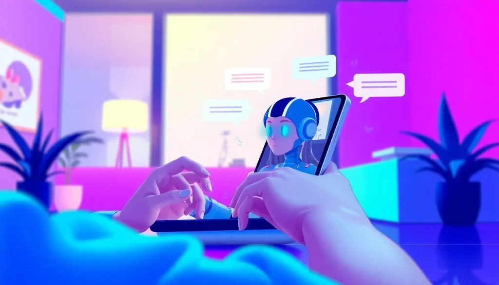Engaging interaction with crushonai AI chat companion in a modern digital setting.