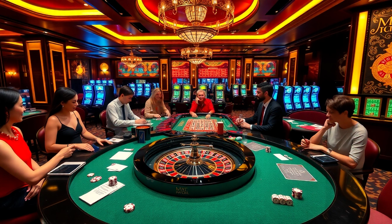 Players enjoying thrilling games at a luxurious casino inspired by https://gg88vn.asia.