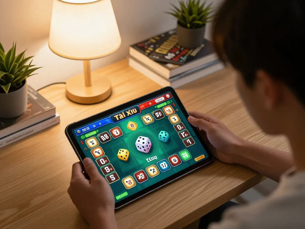 Experience Tài Xỉu online uy tín with a player engaged in an exciting home gaming session.