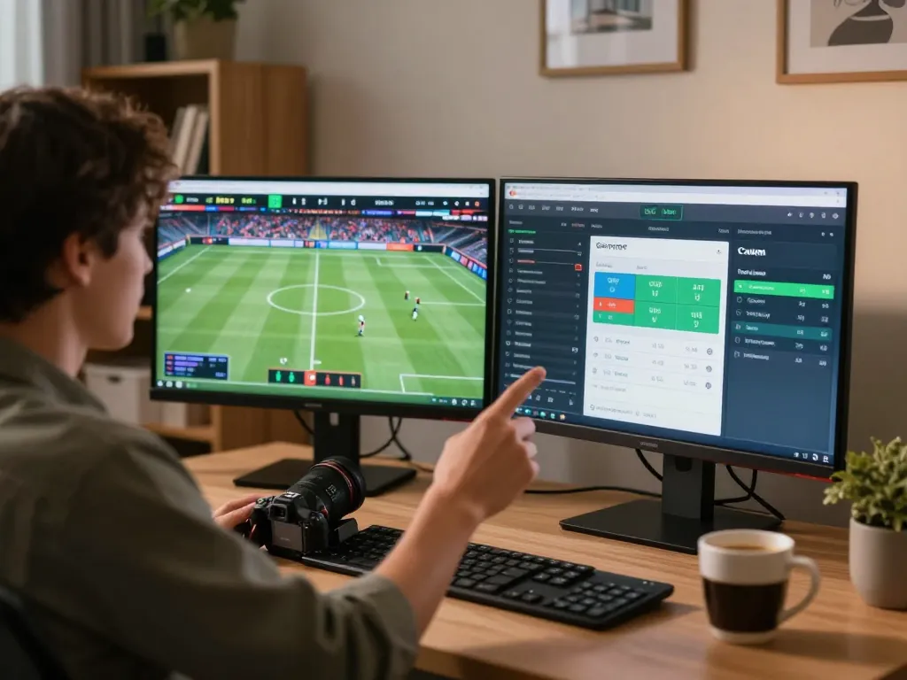 Person engaged in online sports betting on https://go8.onl/ with live events and betting app displayed.