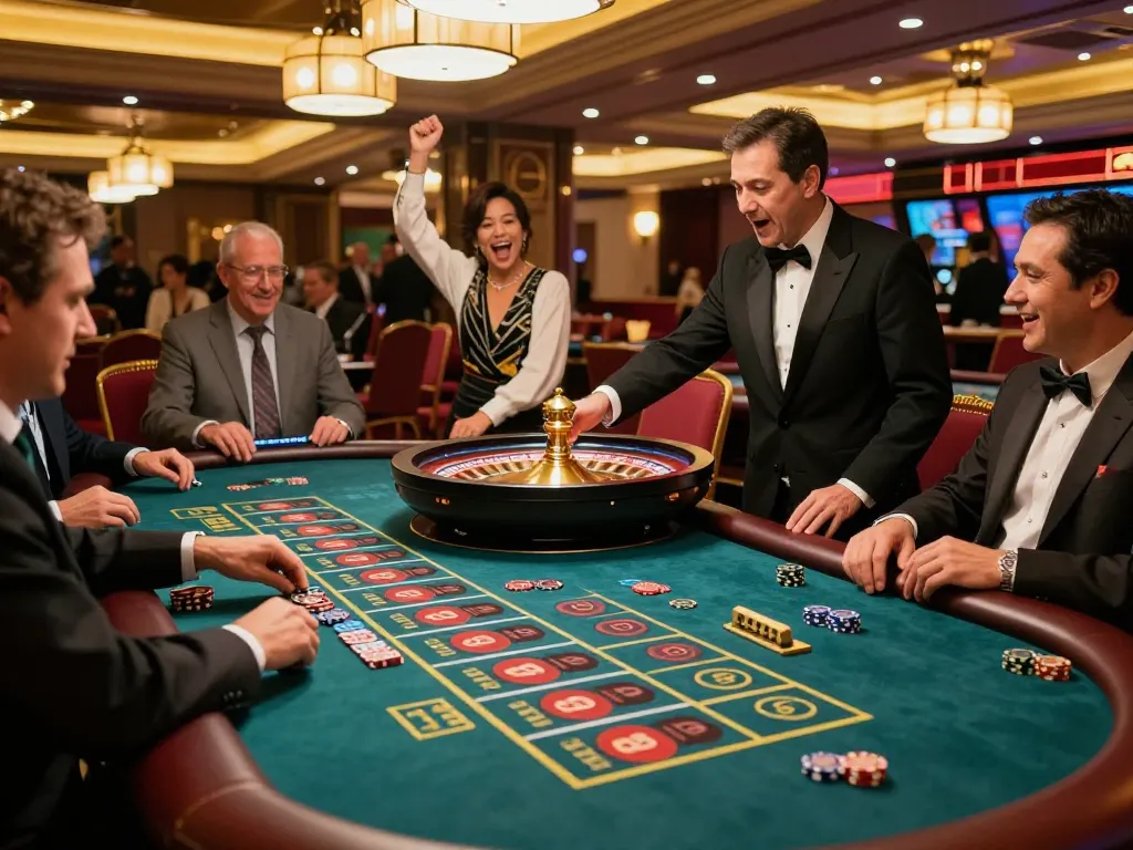 Players enjoy thrilling roulette action at KU88 casino, cheering on winning bets with vibrant atmosphere.
