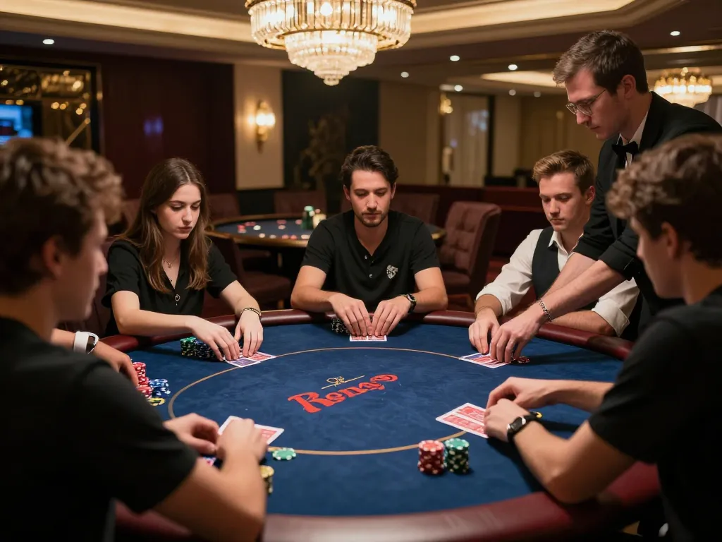 Professional players engage in a serious game at the exclusive DA88 poker table with premium chips.