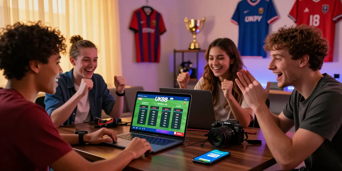 Exciting online gaming session on UK88 platform with friends engaged in sports betting.