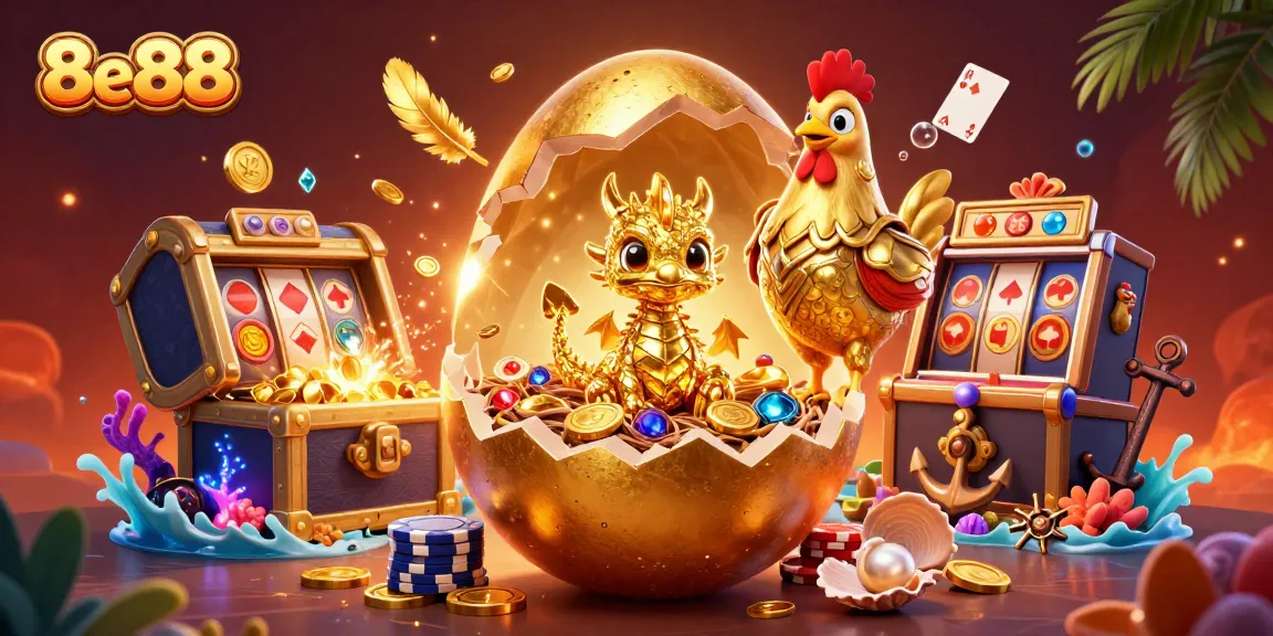 Join the action at 8e88, where a golden dragon and poker chips symbolize thrilling casino gaming.