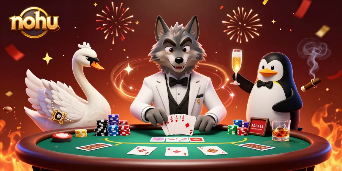 Experience a thrilling nohu baccarat scene featuring iconic characters and dynamic casino elements.