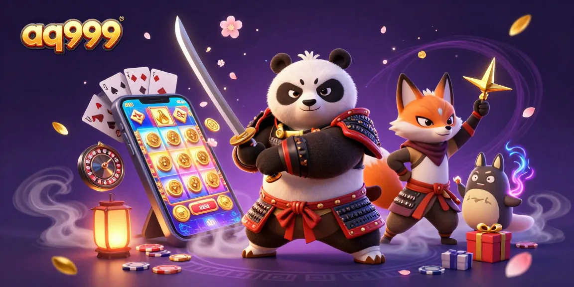Aq999 brings the thrill of online gaming with colorful characters and dynamic casino elements in a vibrant scene.