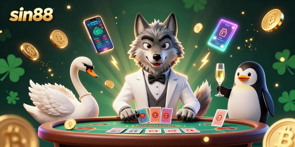 Engage in thrilling baccarat at sin88 with a stylish wolf, elegant swan, and sophisticated penguin.