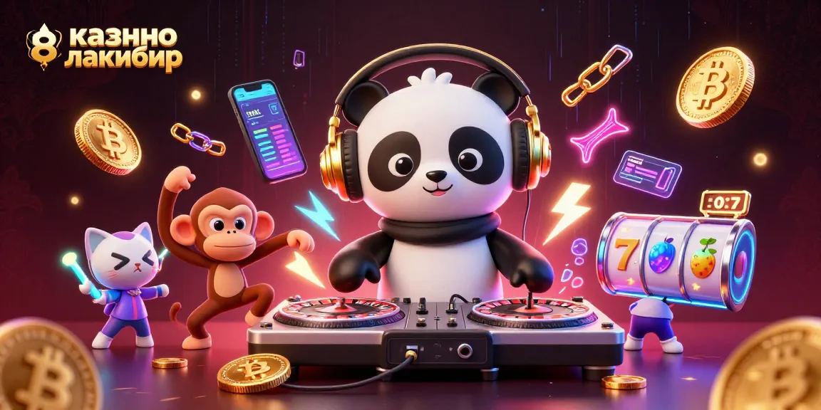 Experience jackpot thrills at казино лакибир with a vibrant 3D casino scene featuring lively characters.