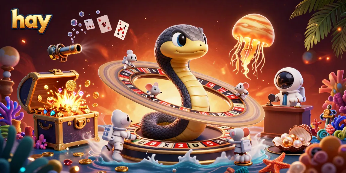 Engage with hay as astronaut mice place bets on a roulette wheel in a vibrant cosmic casino.